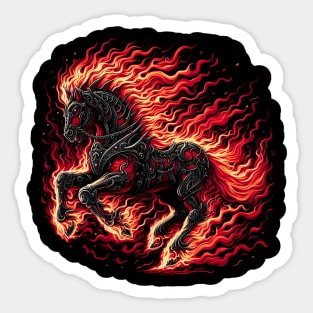 Flaming Heavy metal horse Sticker